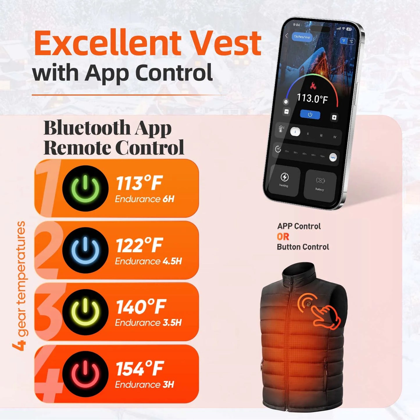 NONECN Heated Vest With App Control for Men and Women