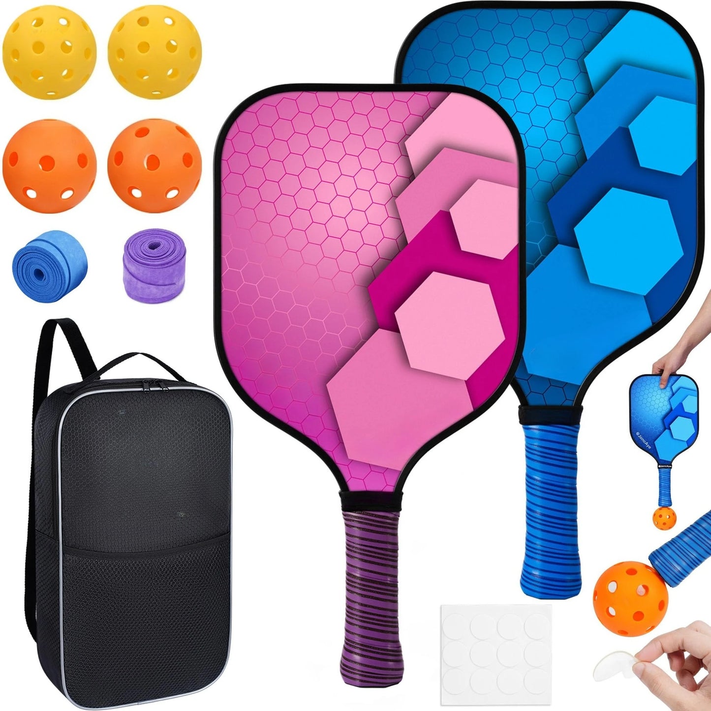 USAPA Approved Fiberglass Pickleball Paddle Set With Extra Balls