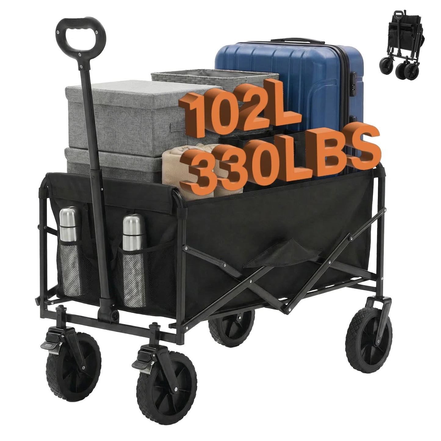 JHK 102L Heavy Duty Collapsible Wagon With Wheels 330 Capacity