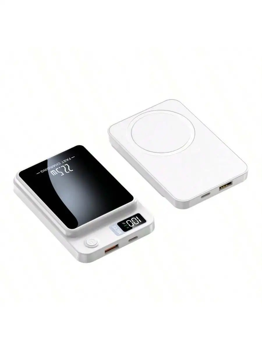 Portable Magnetic Charger 10000mAh Wireless Power Bank Qi MagSafe LED Display