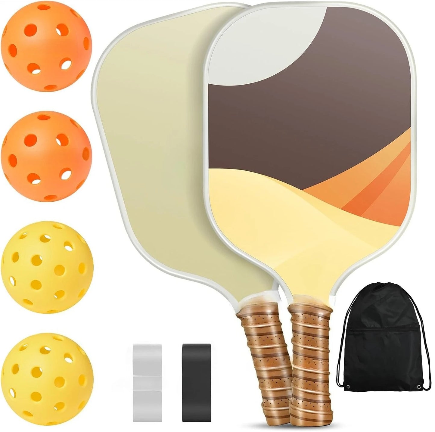 Lightweight Fiberglass Pickleball Paddle Set With Carry Bag