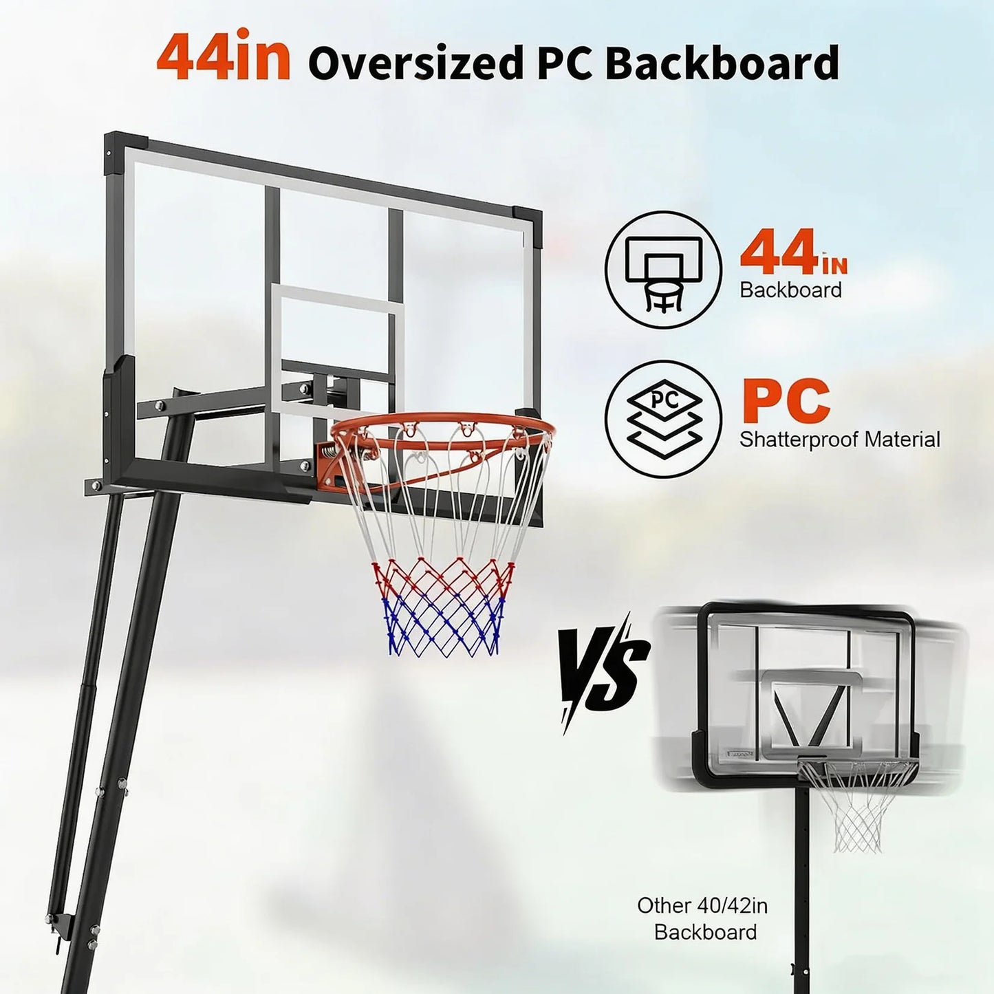 HiMISS Adjustable Outdoor Basketball Hoop System With Wheels