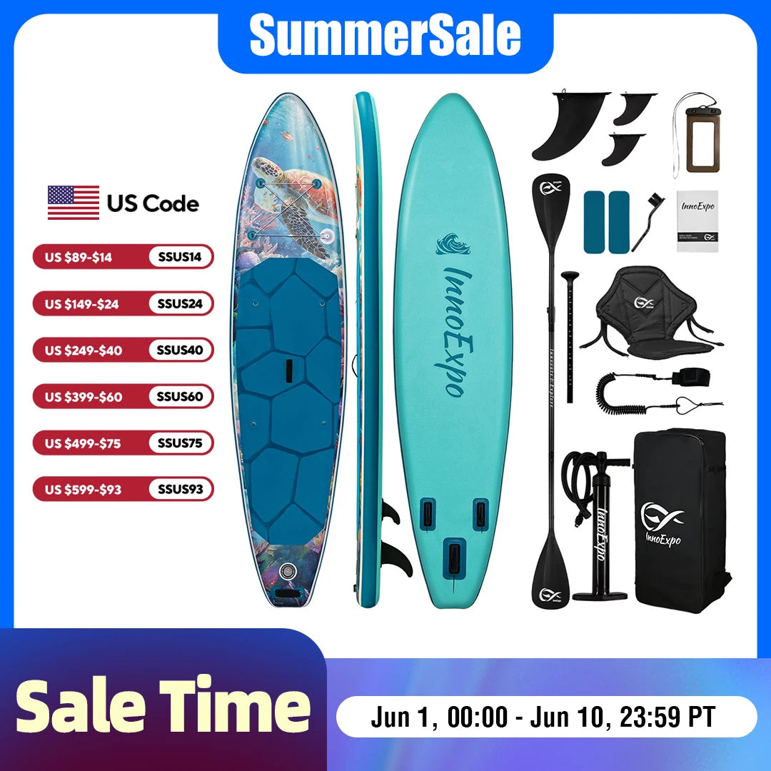 InnoExpo Inflatable Stand Up Paddleboard With Complete Accessory Kit