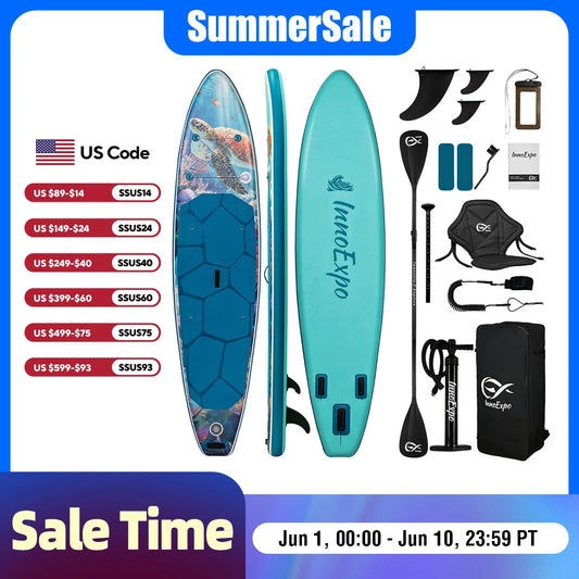 InnoExpo Inflatable Stand Up Paddleboard With Complete Accessory Kit