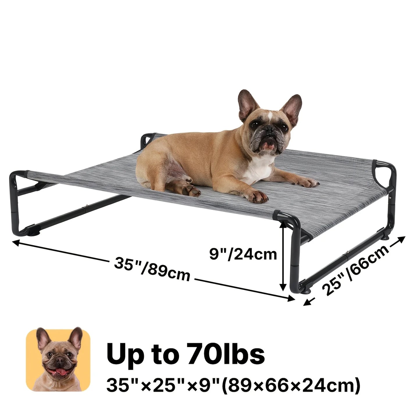 PawCozyBeds M-XXL Original Cool Elevated Dog Bed, Outdoor Elevated Bed for Large Dogs, Portable Standing Pet Bed with Washable B