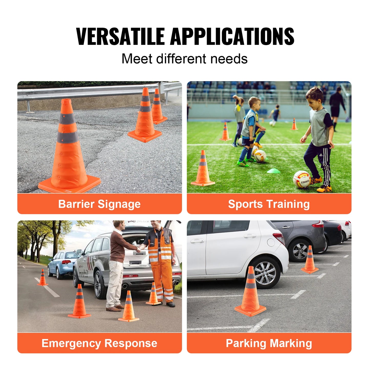 Collapsible Safety Cones for Traffic Control and Parking Lots