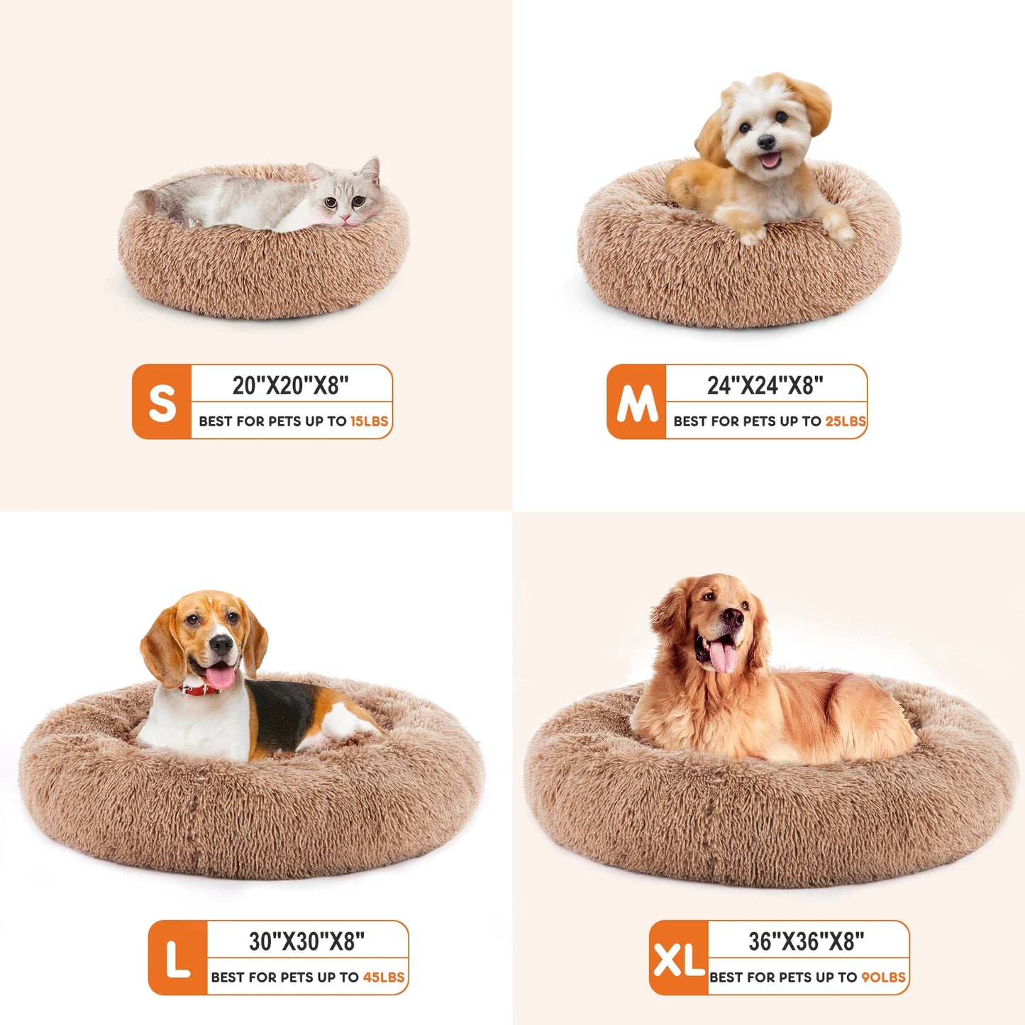 JHK Calming Dog Bed Plush Faux Fur Non Slip Supreme