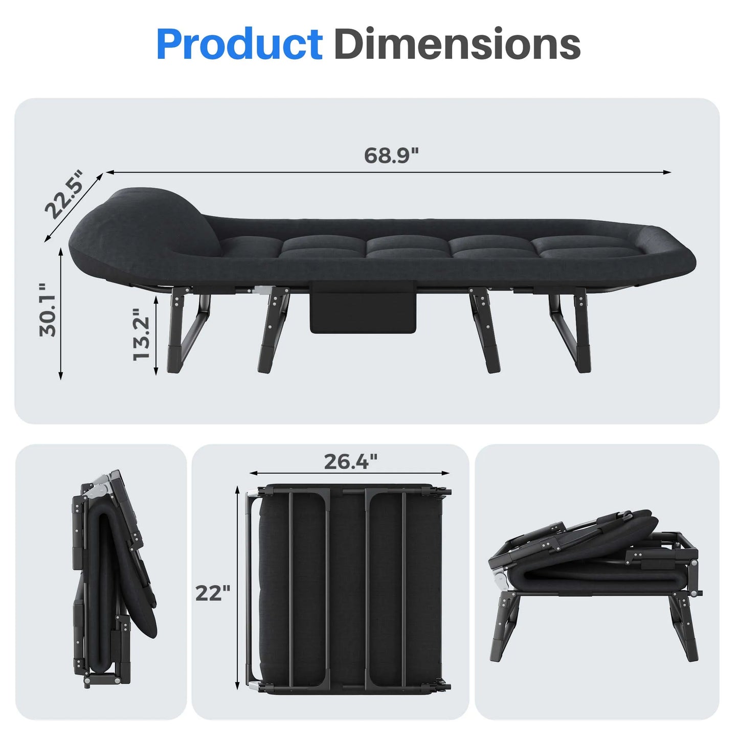 JHK Folding Camping Cot With Mattress Lightweight Carry Bag 450 Lb Capacity