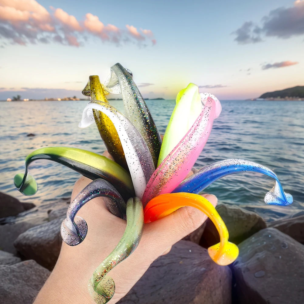T Tail Worm Soft Baits Paddle Tail Lure Freshwater Saltwater