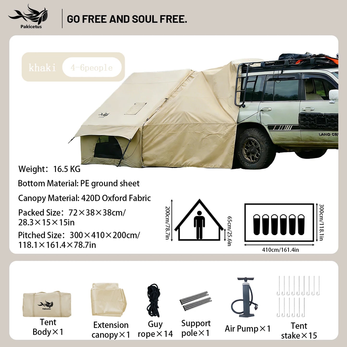 Pakicetus Quick Setup Inflatable Camping Tent Waterproof Family Tent