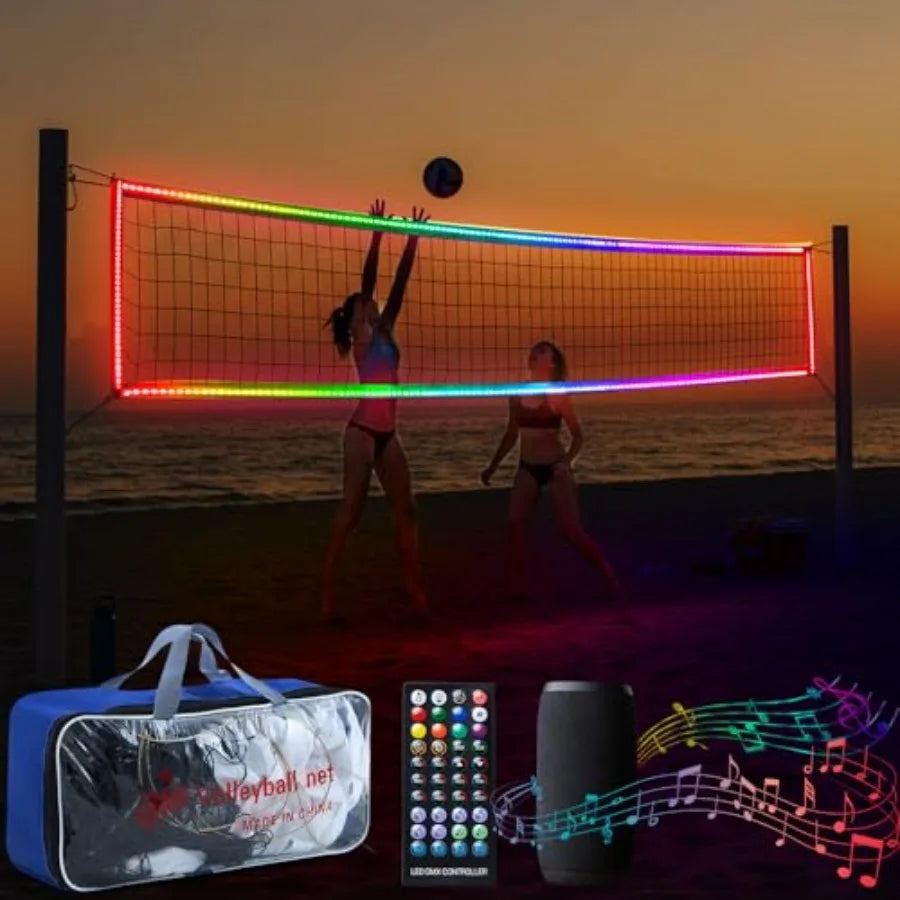 LED Portable Volleyball Net With Steel Cable And Remote Control
