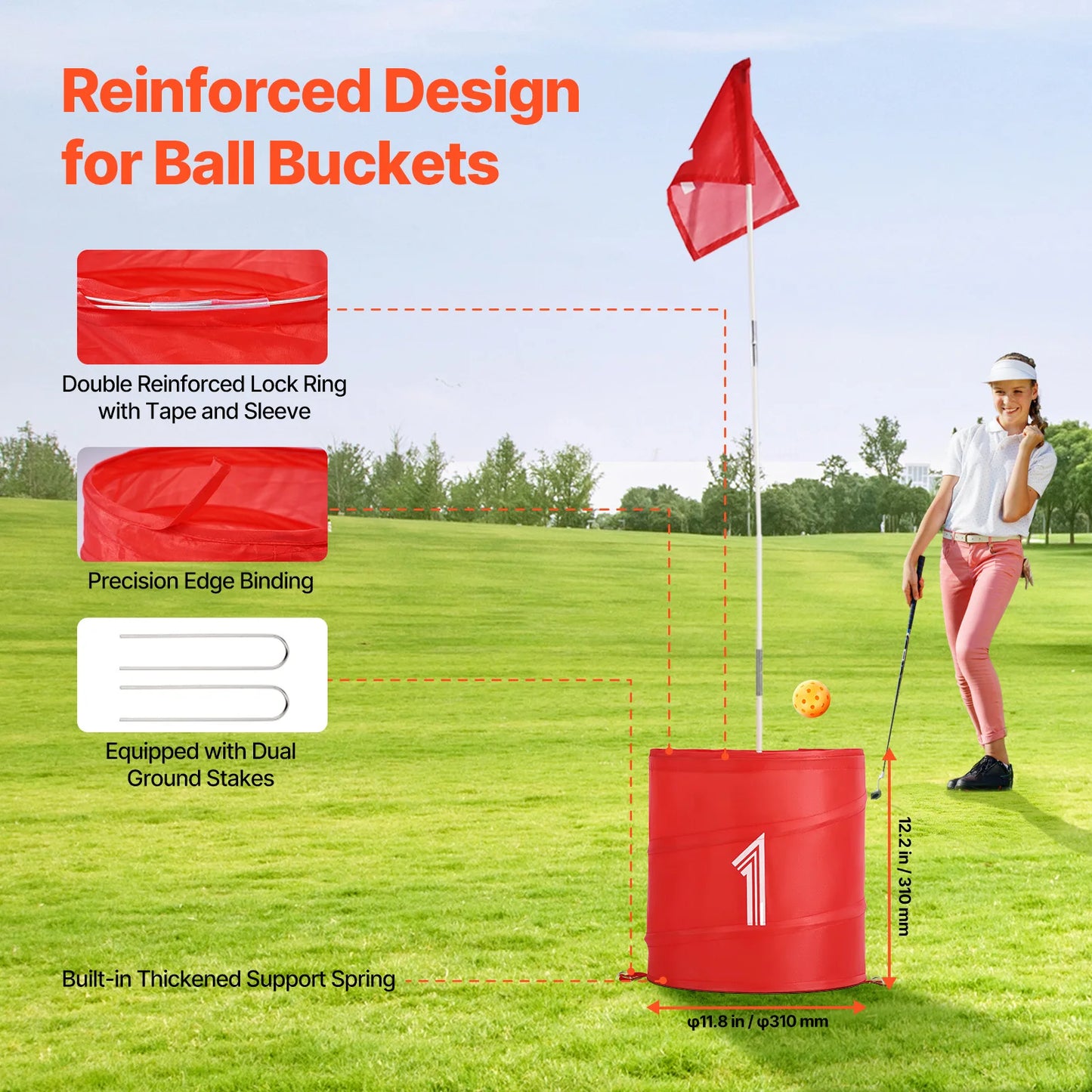 SucceBuy 3/6/9 Hole Kids Backyard Golf Game Portable Bucket Golf Course Practice Chipping Games for Family Outdoor Sports Toys