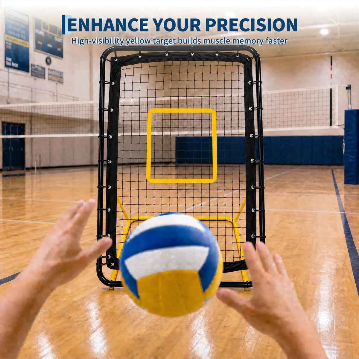 Adjustable Volleyball Rebounder Net for Passing, Serving, and Spiking Practice