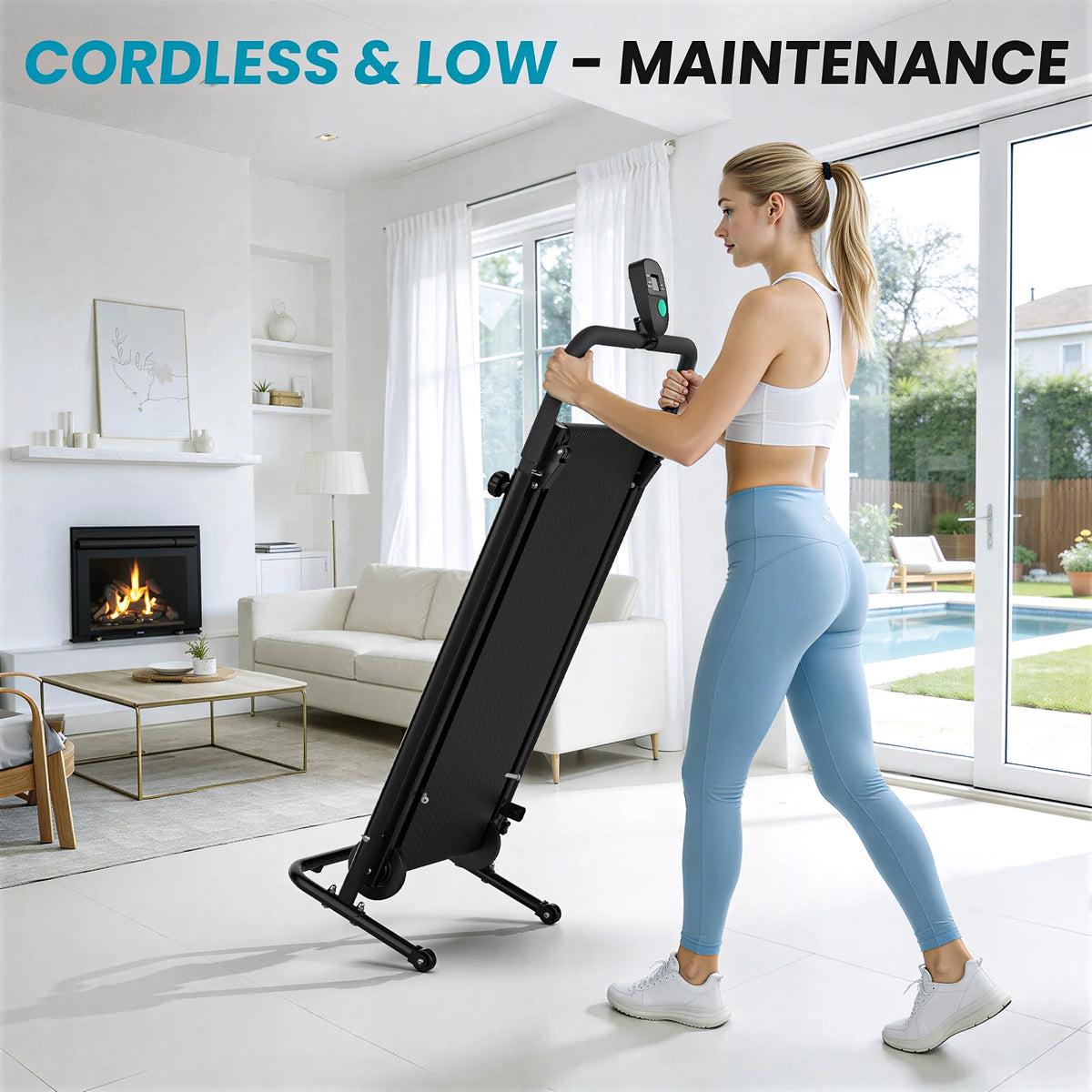 AKLUER Non Motorized Treadmill with Dual Flywheel and LCD Monitor