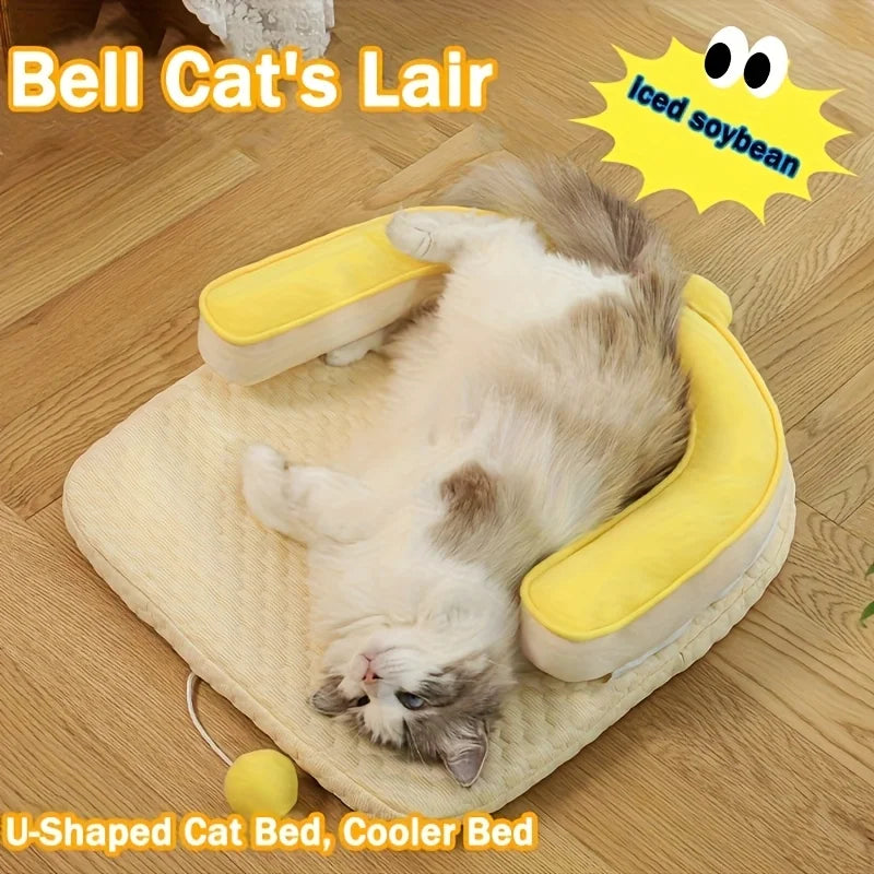 Self-Regulating Cooling Pet Bed With Ice Gel Pad For Cats