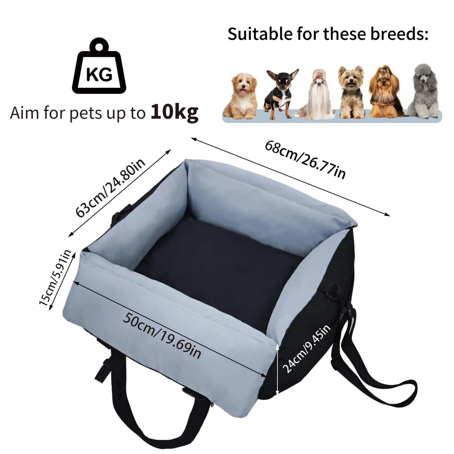 BINGOPAW Dog Car Seat For Small Dogs Washable Booster Carrier