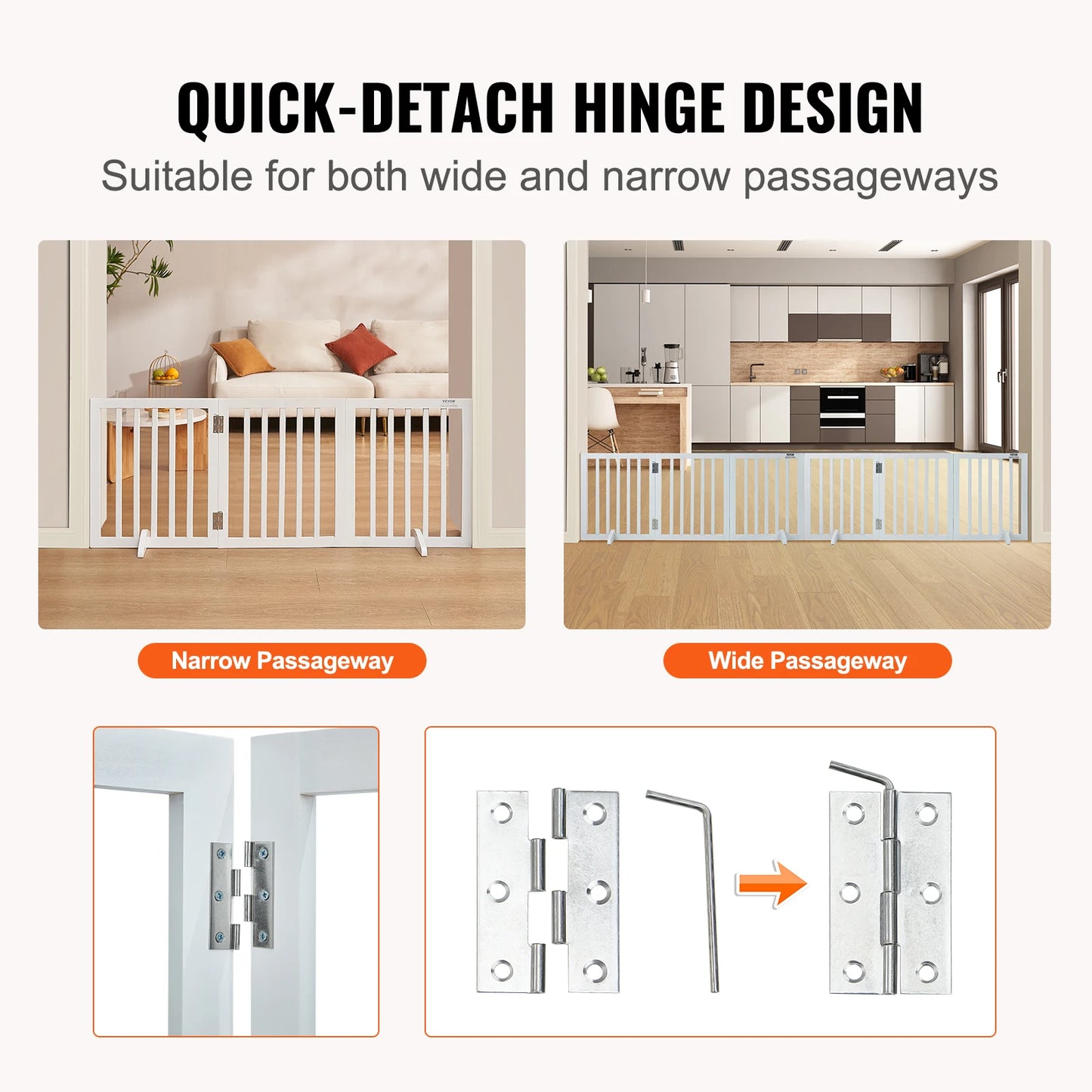 SucceBuy Freestanding Dog Gate 3 Panels Foldable Pet Barrier