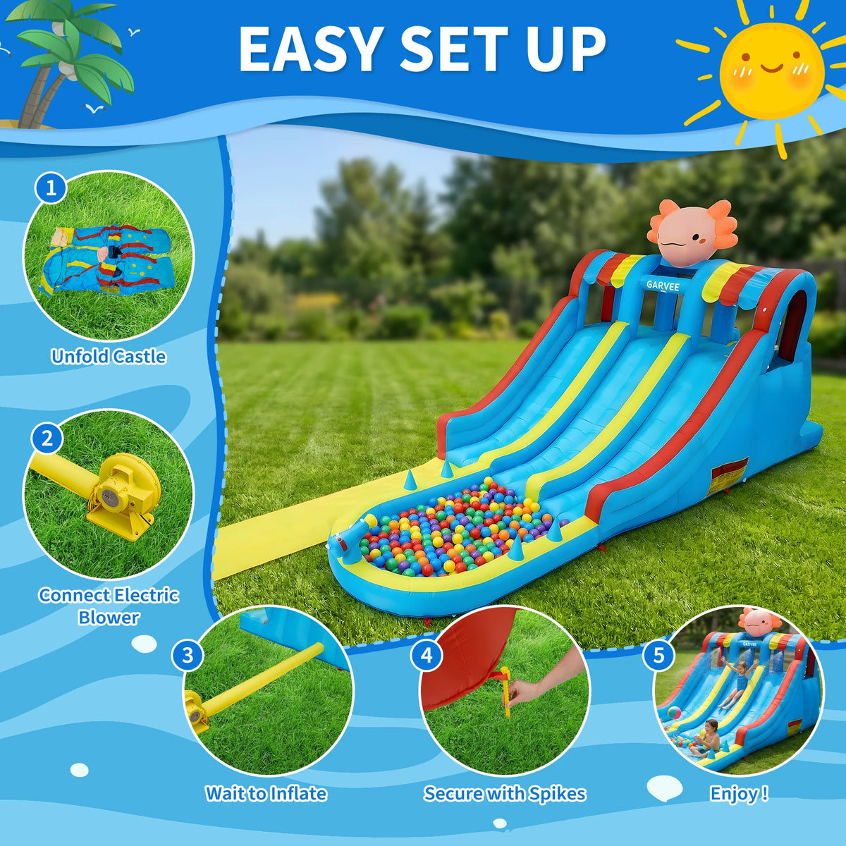 Inflatable Water Park Bouncy Castle With Slides And Climbing Walls
