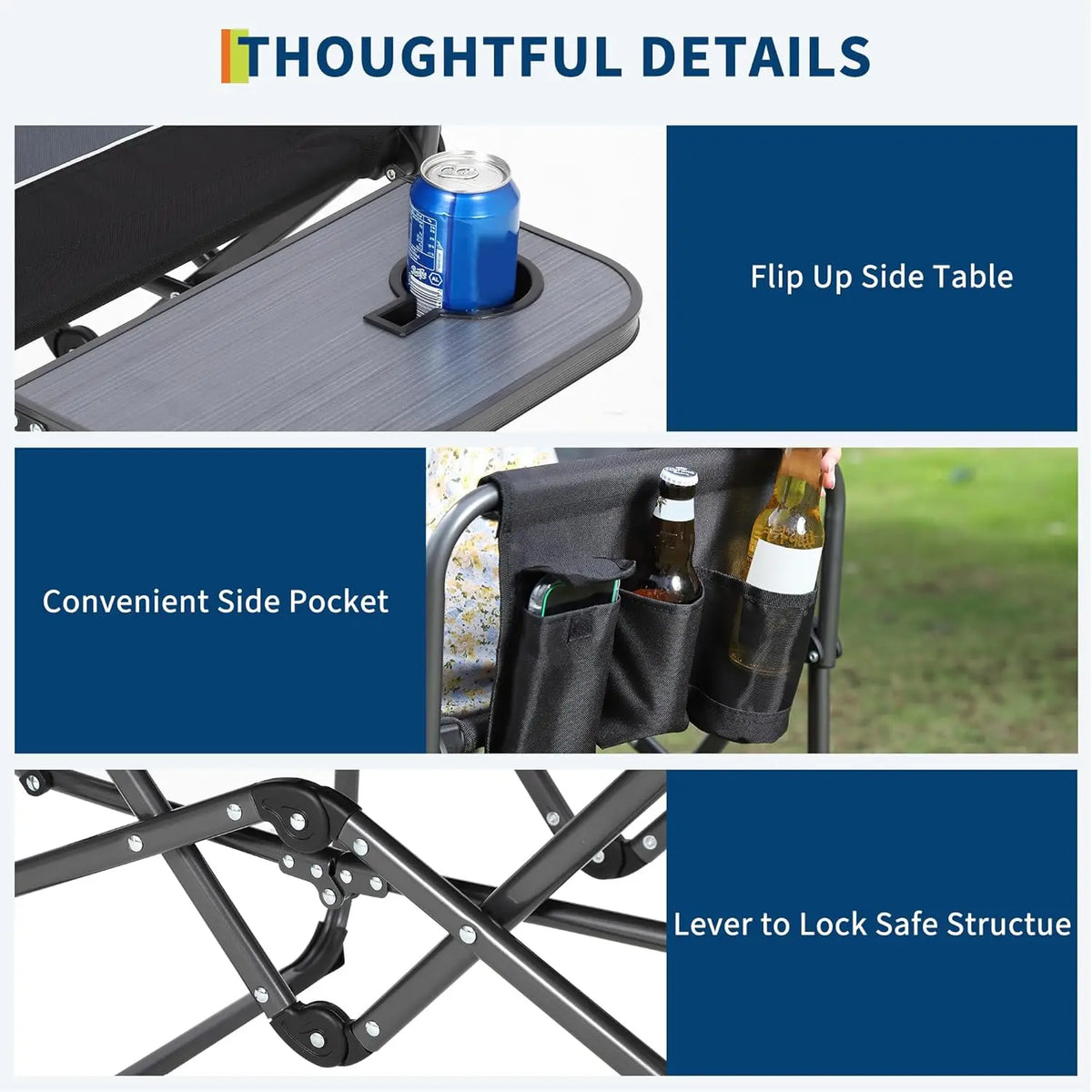 HiMISS Folding Camping Director Chair With Side Table Cup Holder