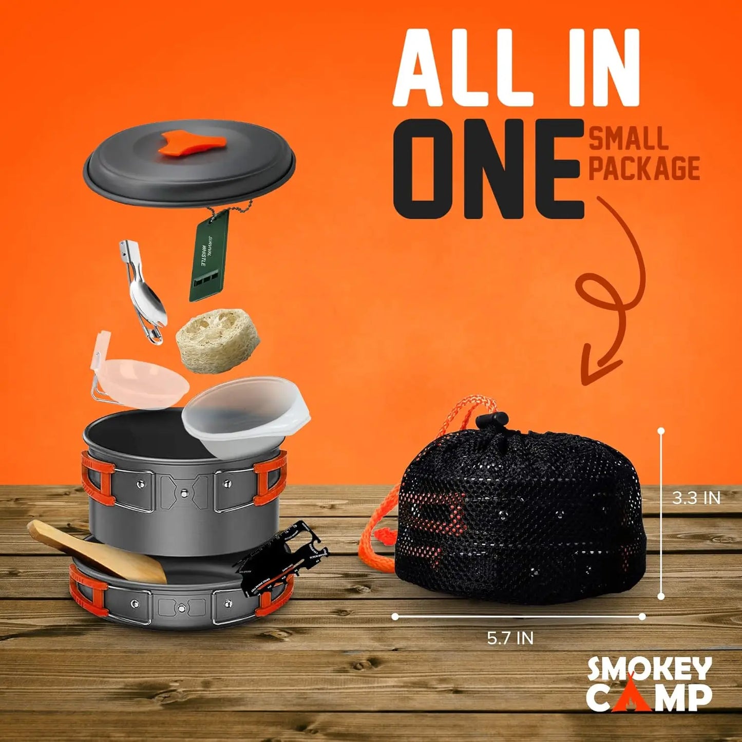 Camping Cookware Mess Kit Set With Stove Portable Nonstick