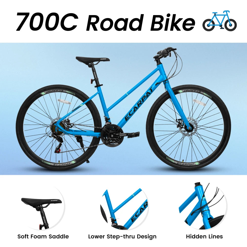 21-Speed Road Bike With Dual Disc Brakes For Urban Commuting