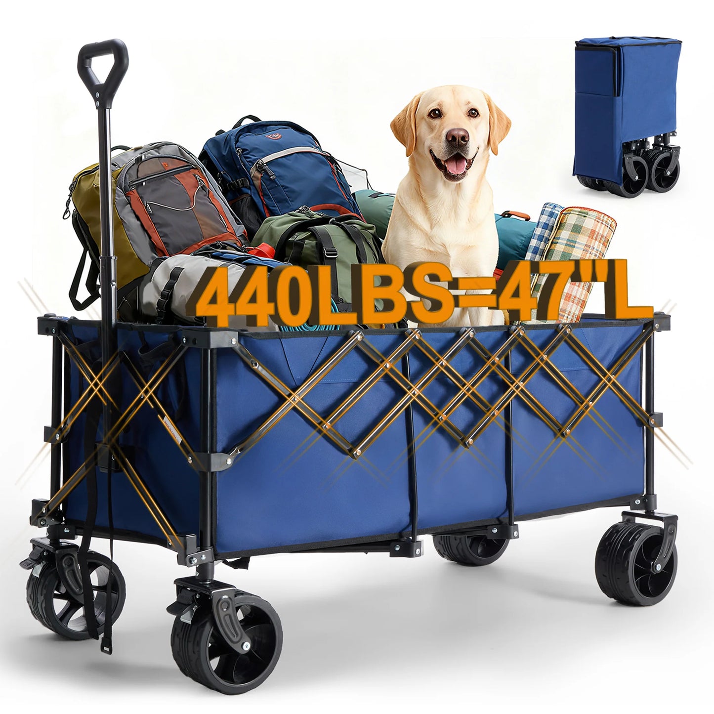 JHK Portable Collapsible Wagon Cart 440lbs Heavy Duty Utility