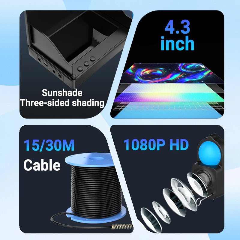 IP68 Waterproof Underwater Fishing Camera With Night Vision And Depth Finder