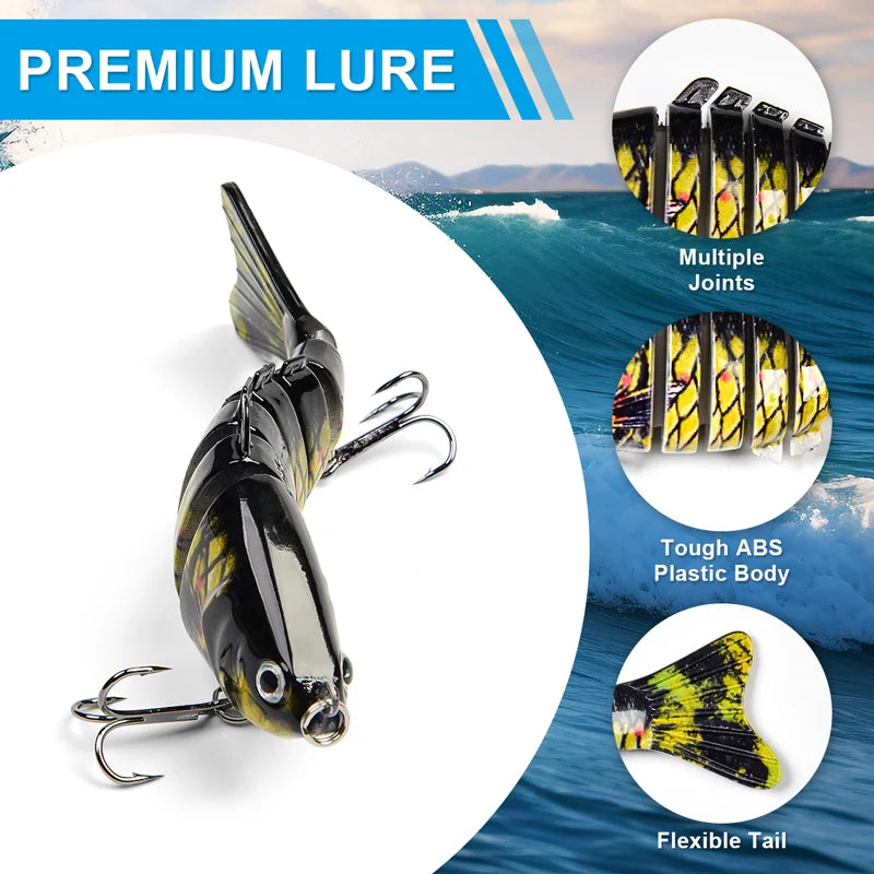 JSFUN Multi Joint Swimbait Hard Fishing Lure With Treble Hooks