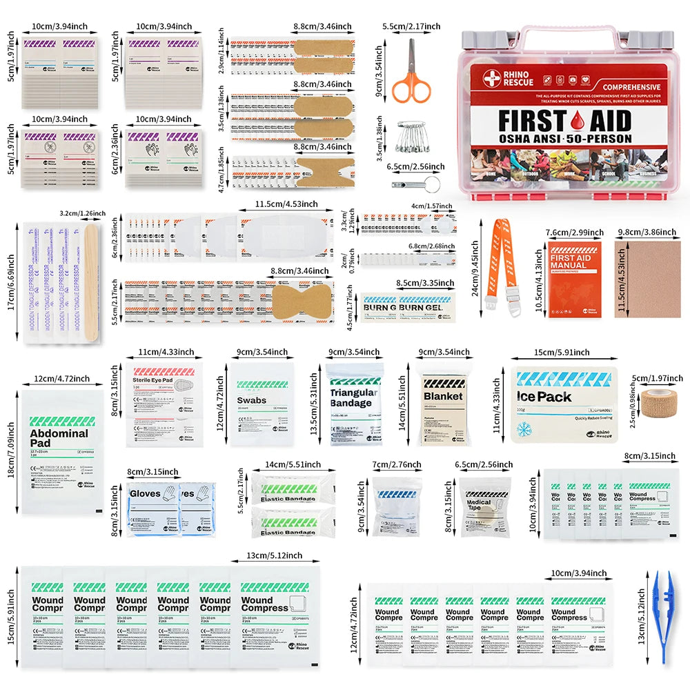 Rhino Rescue Full-Feature First Aid Kit For Home Office Travel
