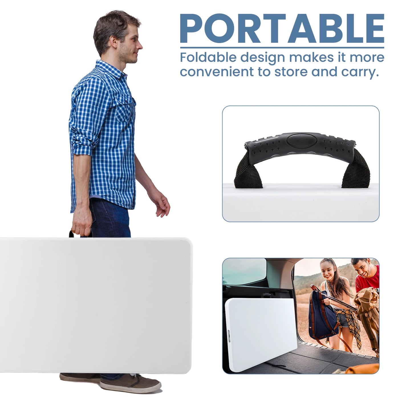 JHK Portable Folding Table With Carry Handle And Safety Lock