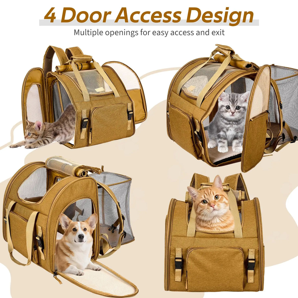 Expandable Mesh Cat Carrier Backpack With Breathable Nylon Shoulder Straps
