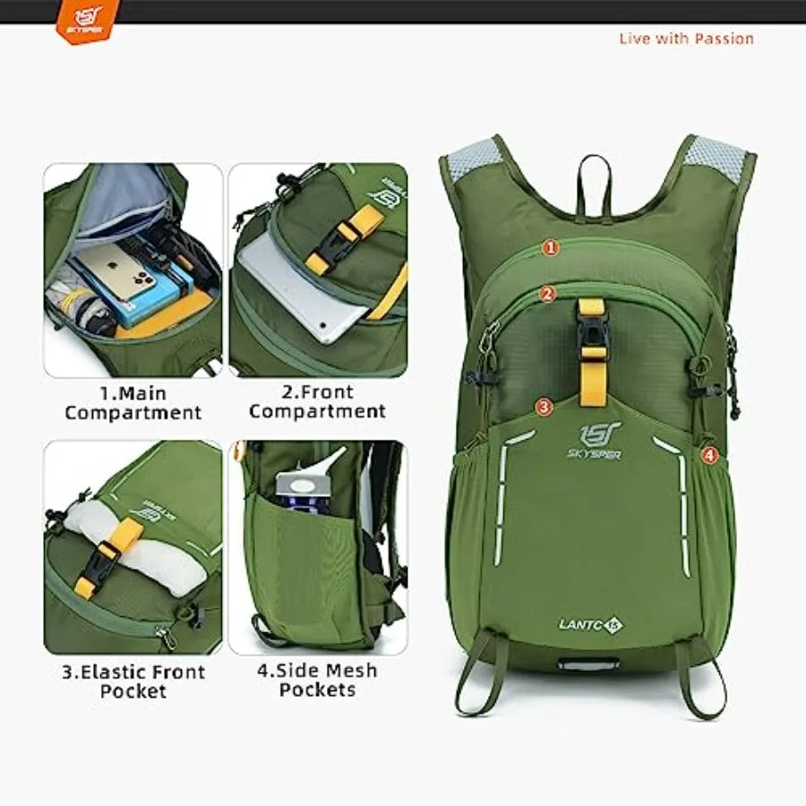 Hiking Backpack - 15L Travel Daypack Lightweight Bag Water Resistant Hiking Backpacks for Women Men