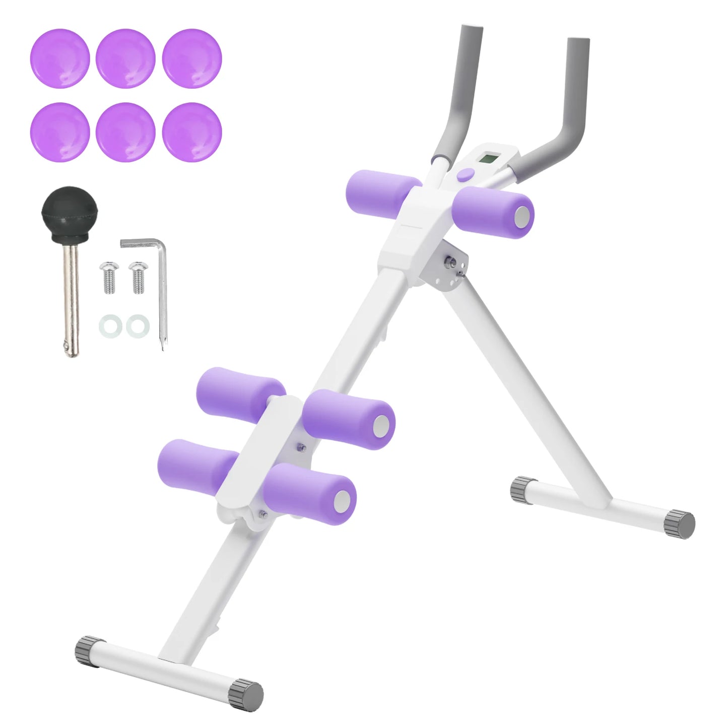 Abdominal Ab Machine Trainer Core Workout Foldable Home Gym Equipment 4-Level Waist Toner with Knee Protection 250 lbs Capacity for Men & Women