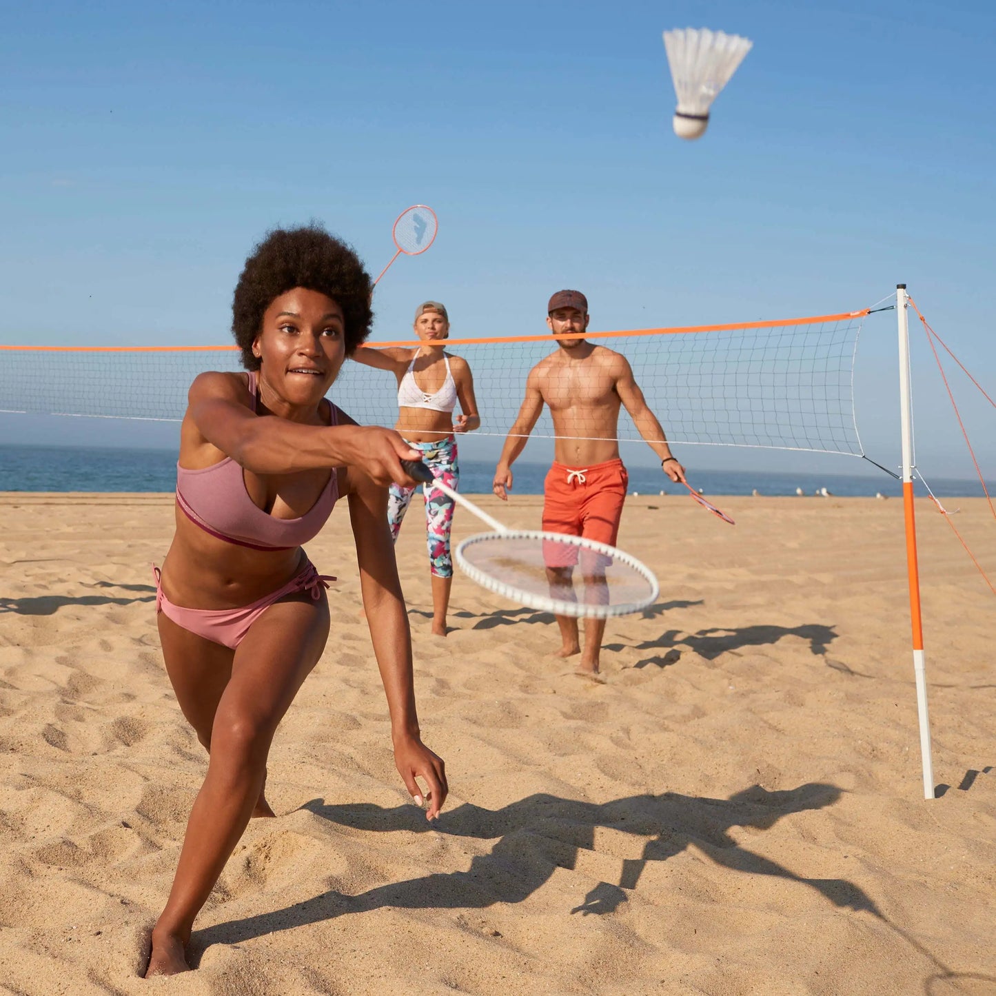 Badminton Net Starter Set With Steel Rackets And Stakes
