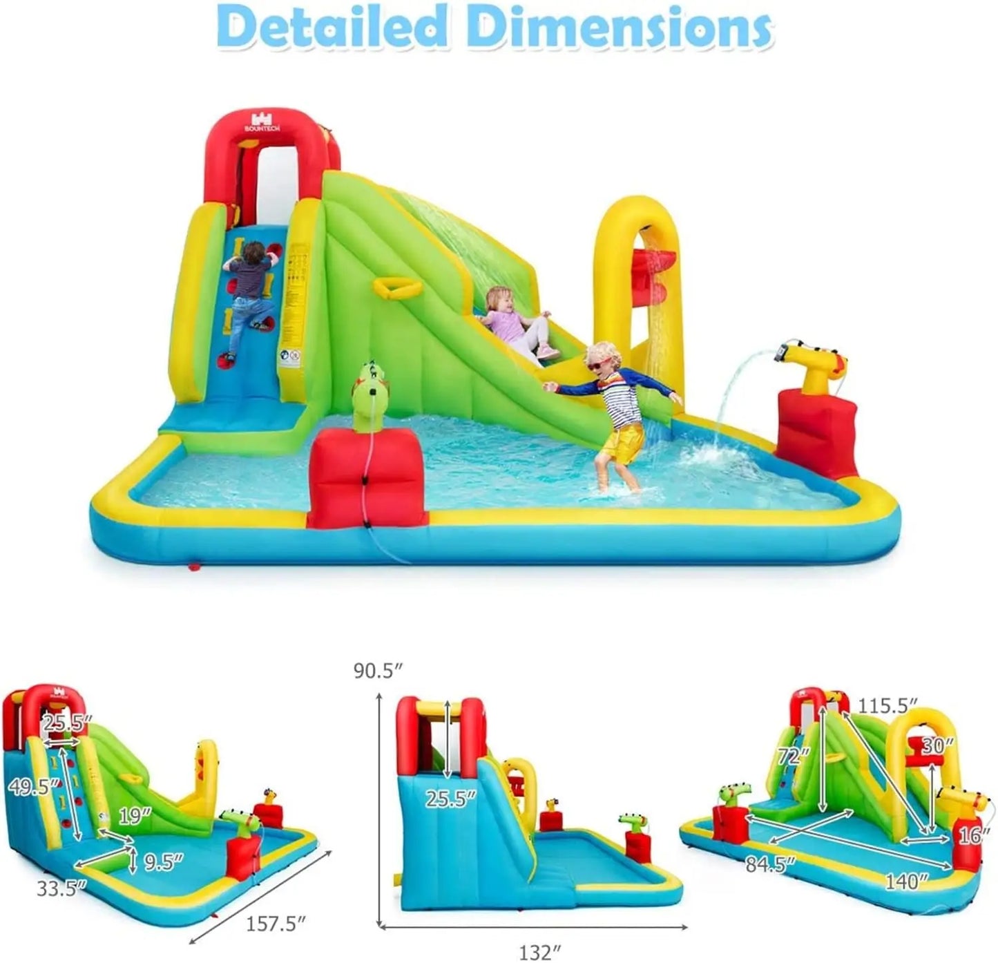 Mega Inflatable Water Park Bouncy Castle With Climbing Wall