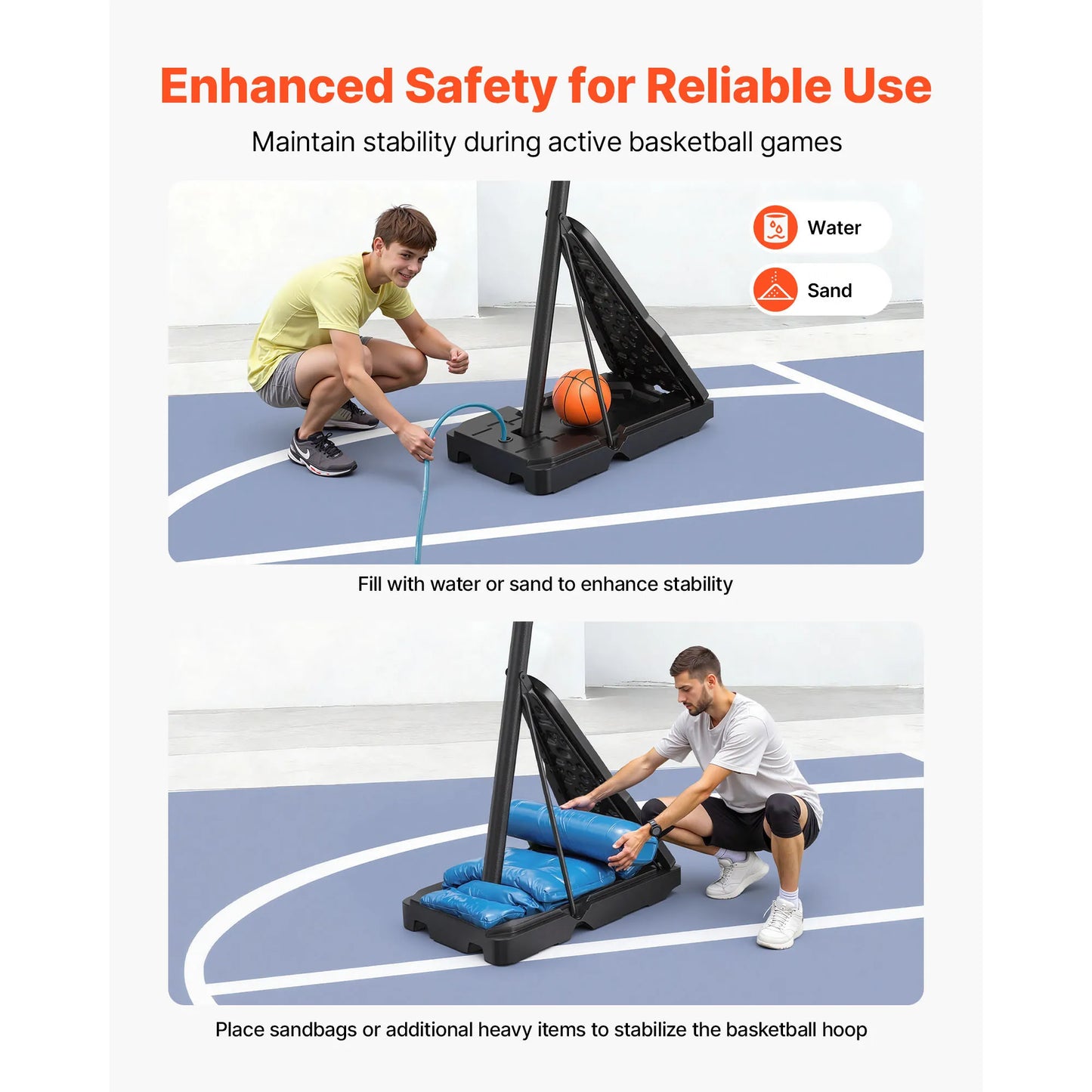 Portable Basketball Stand With Adjustable Height And Polycarbonate Backboard