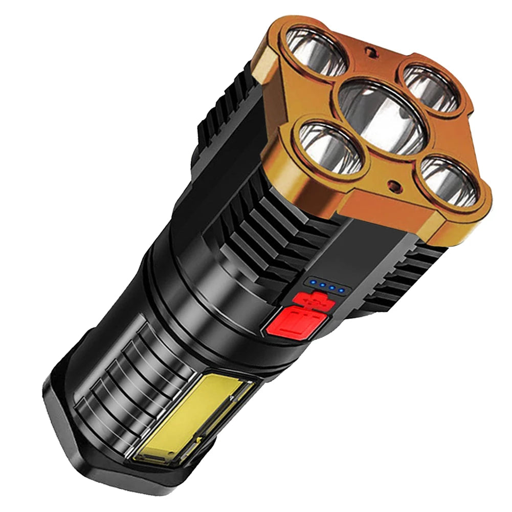Outdoor LED Flashlight Rechargeable Spotlight Three-Mode With Side Light