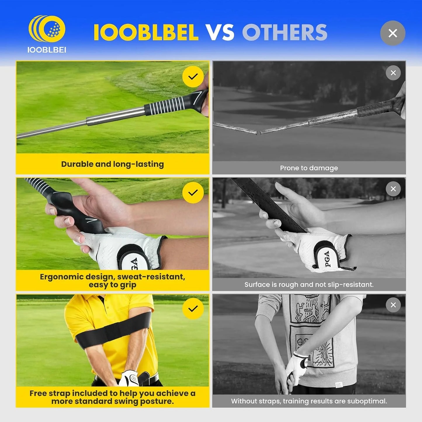 Retractable Golf Swing Trainer with Arm Band - Click Stick Golf Training Aid, Right/Left -Handed Golf Swing Practice Stick for Chipping & Hitting, Portable Indoor Outdoor Golf Practice Stick
