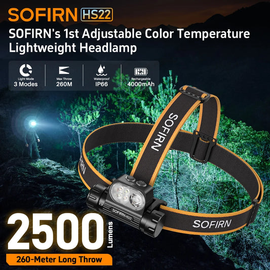 Sofirn HS22 Headlamp 2500lm Stepless Color Temperature Adjustment