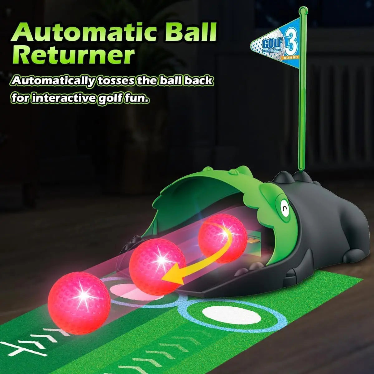 VATOS Kids Golf Set With Auto Returner Night Light