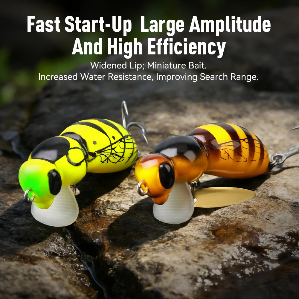 Kingdom Wasp Minnow Floating Hard Wobbler Lure With Spinner Hook