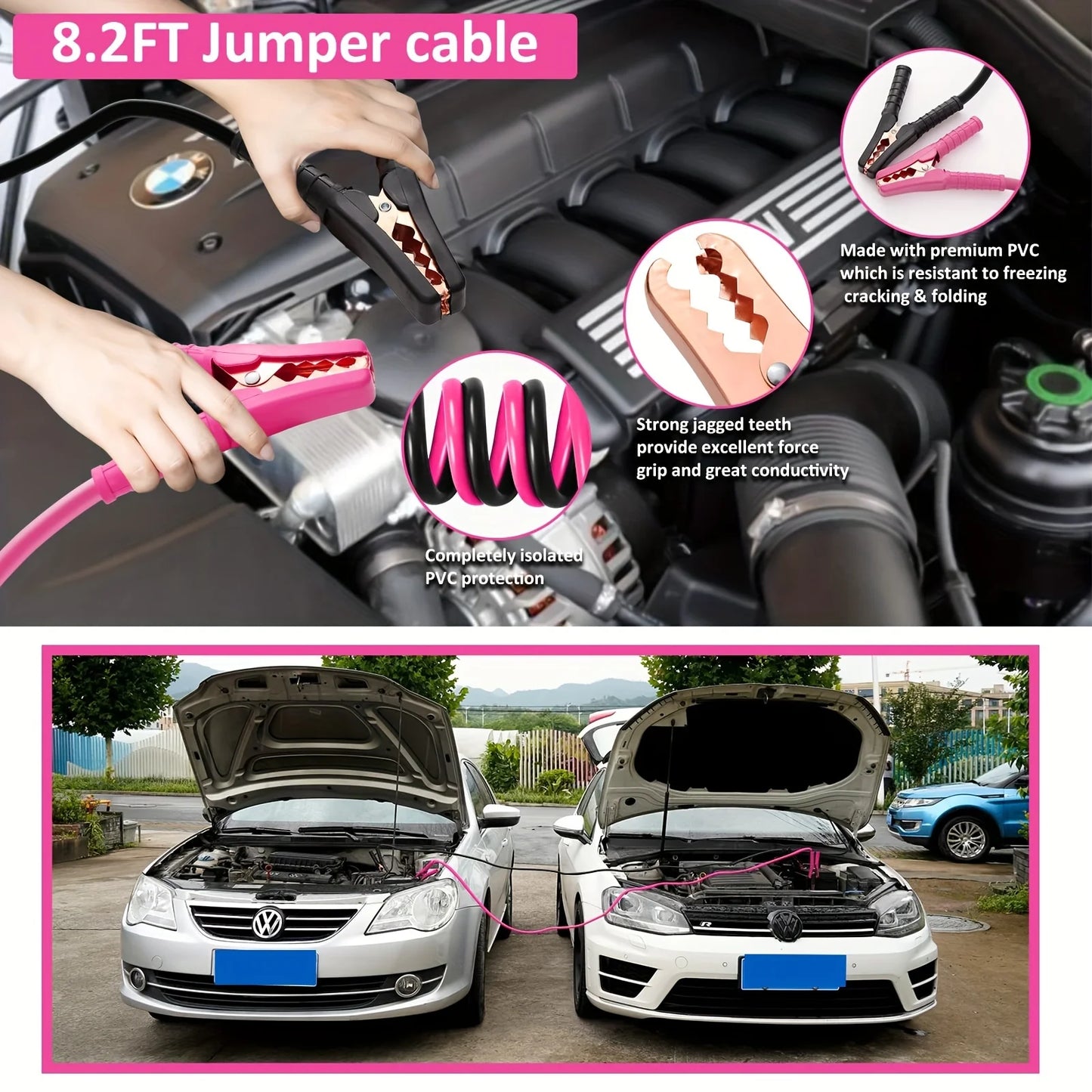 Car Emergency Kit With Jumper Cables And Auto Tools Roadside