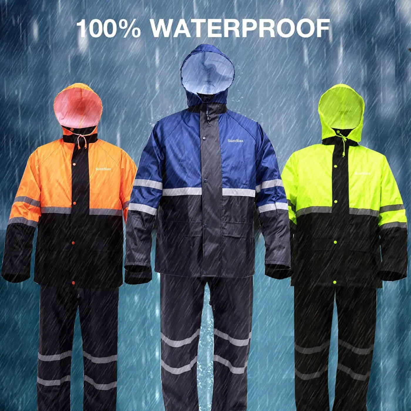 Waterproof Rain Suit For Men And Women With Reflective Gear