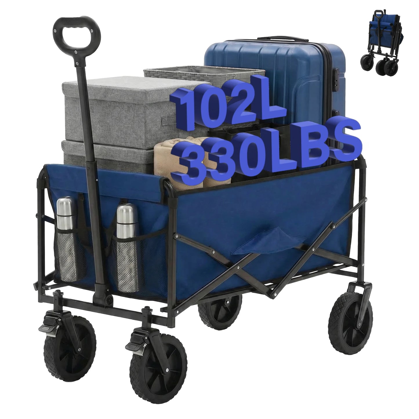 JHK 102L Heavy Duty Collapsible Wagon With Wheels 330 Capacity