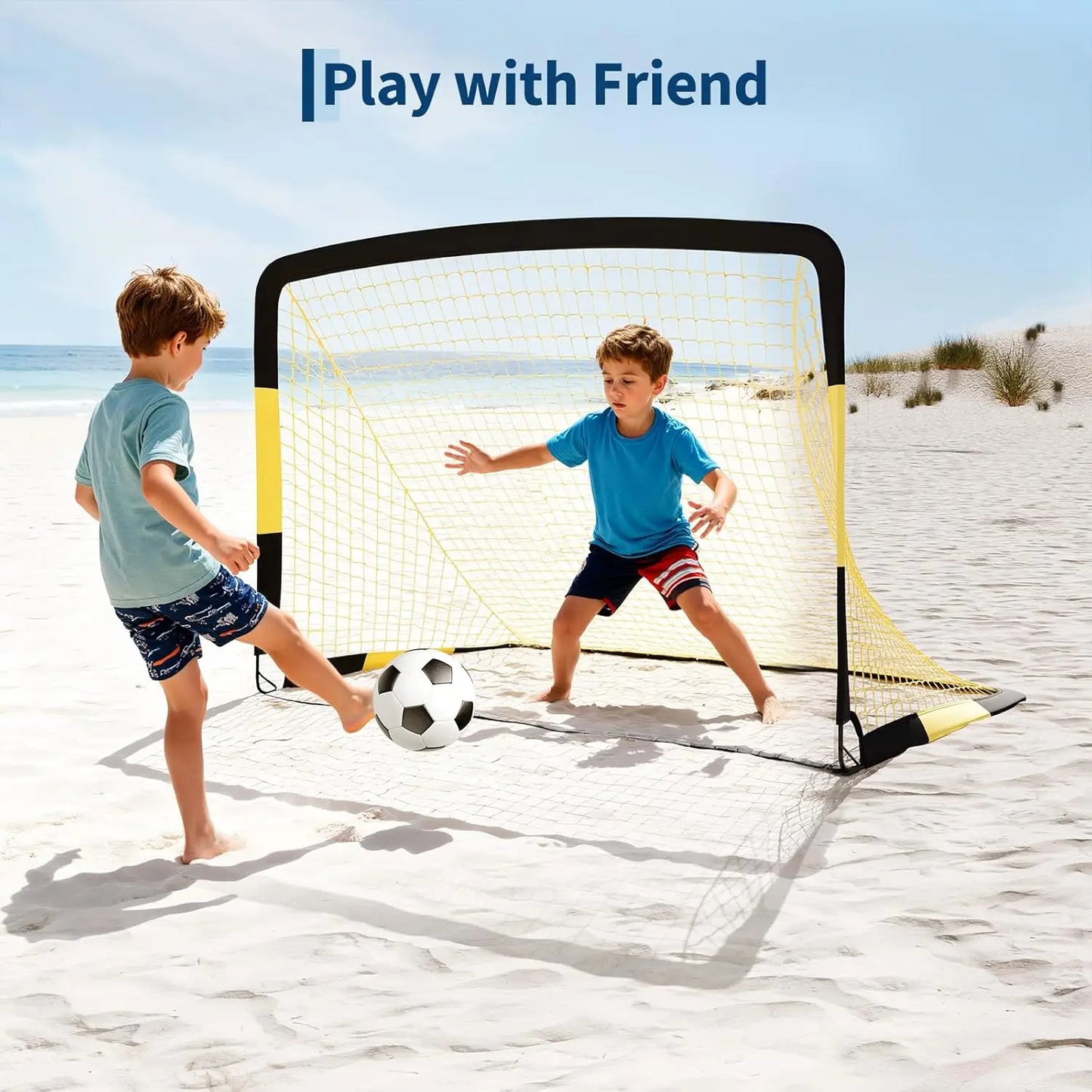 Heavy Duty Portable Soccer Goal With Metal Frame Rebounder Net