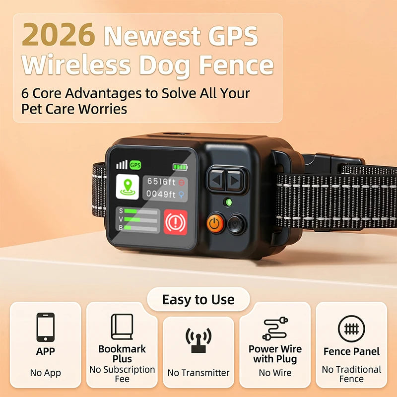 Dog GPS Electronic Fence System With Training Collar Waterproof Wireless
