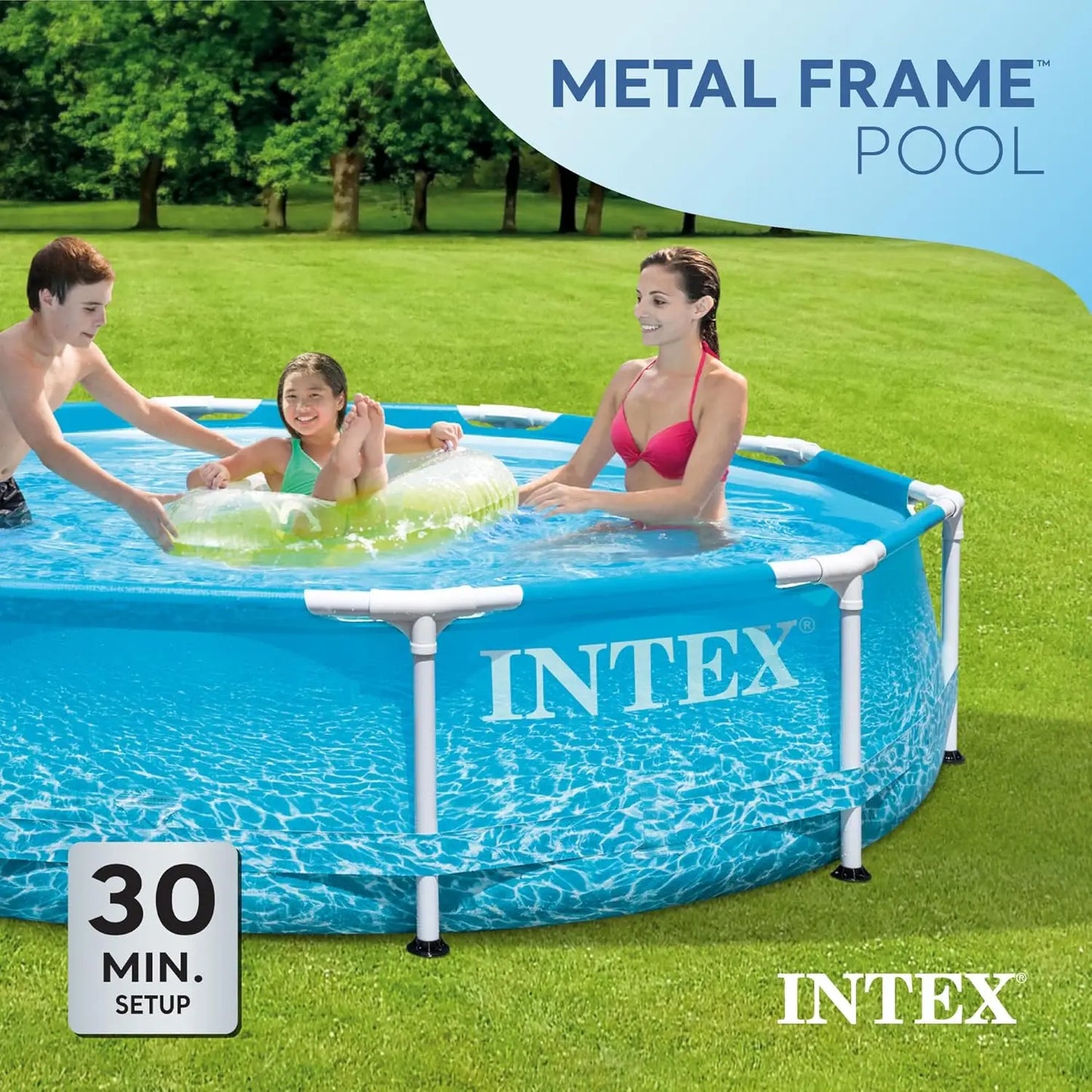 Large Round Above Ground Pool With Reinforced Sidewalls And Metal Frame