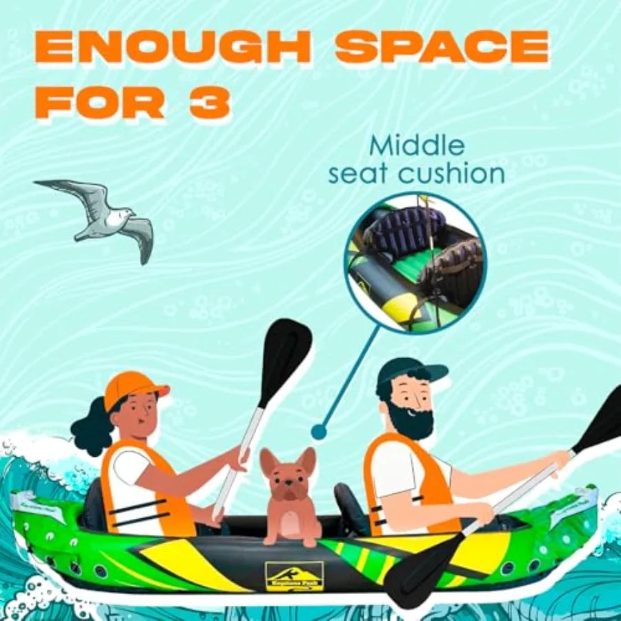 Inflatable Kayak With Detachable Sun Canopy And Reinforced Paddles