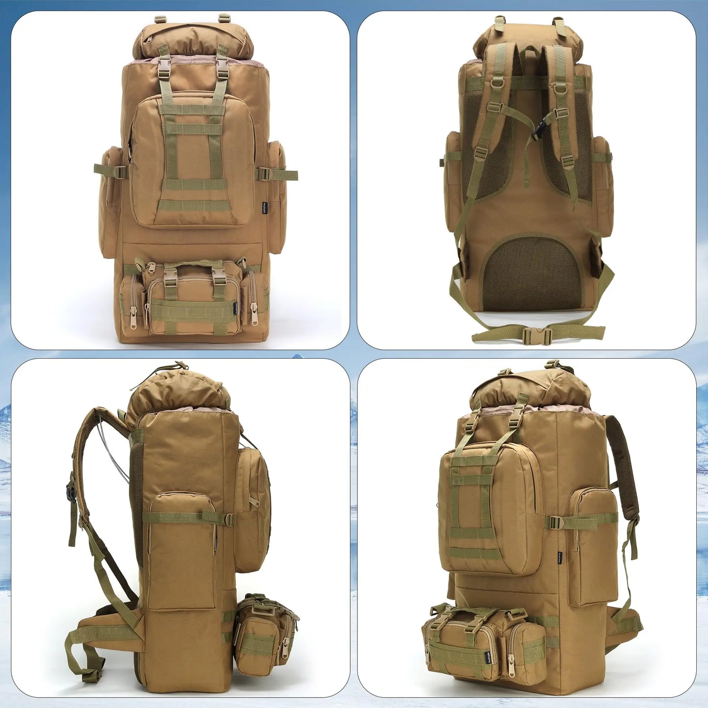100L Hiking Backpack With Molle System Camping Rucksack For Outdoor Adventure