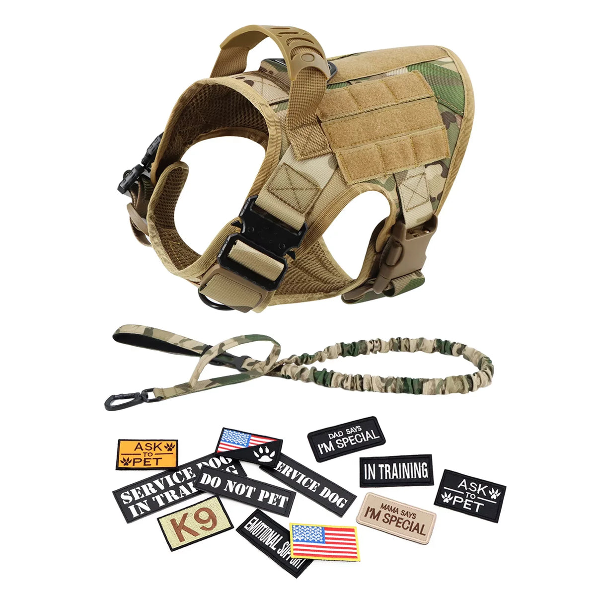 Petravel Tactical Nylon Dog Harness Vest And Leash Set